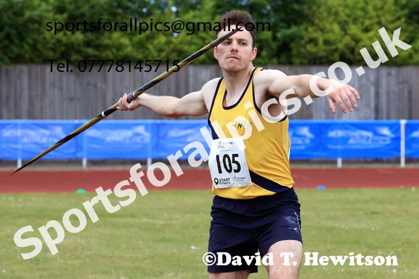 Senior Mens javelin 2024 Northern Senior and Under-20s Track and Field Champs, Middlesbrough.  Photo: David T. Hewitson/Sports for All Pics